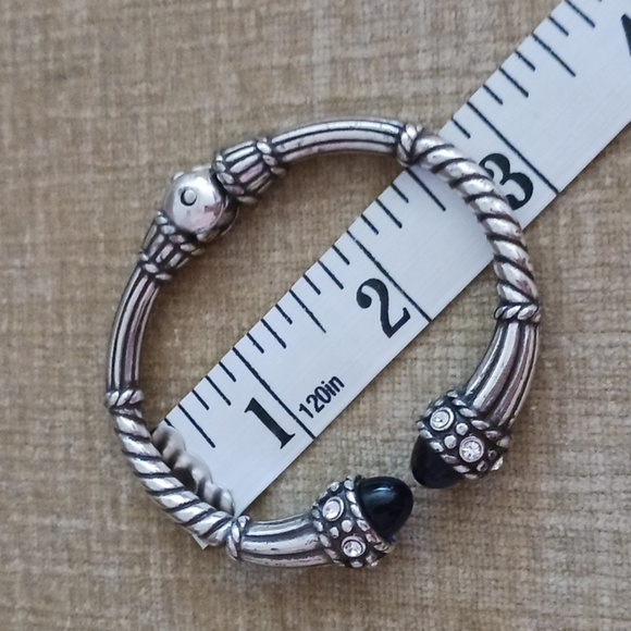 Silver Toned Deep Purple Glass Capped Rhinestone Bracelet - Picture 6 of 7